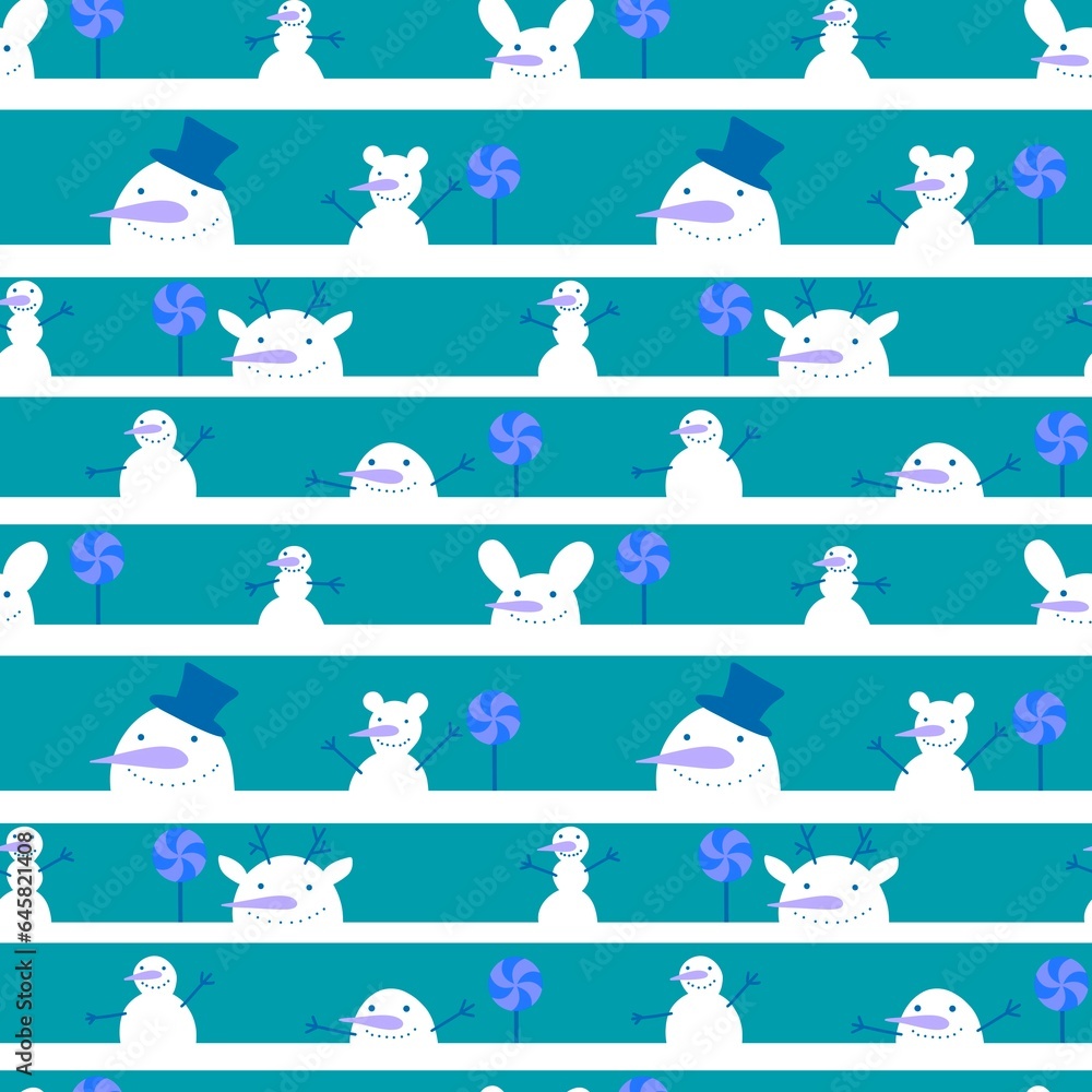 Christmas snowman seamless winter pattern for wrapping paper and fabrics and kids clothes print Christmas snowman seamless winter pattern for wrapping paper and fabrics and kids clothes print