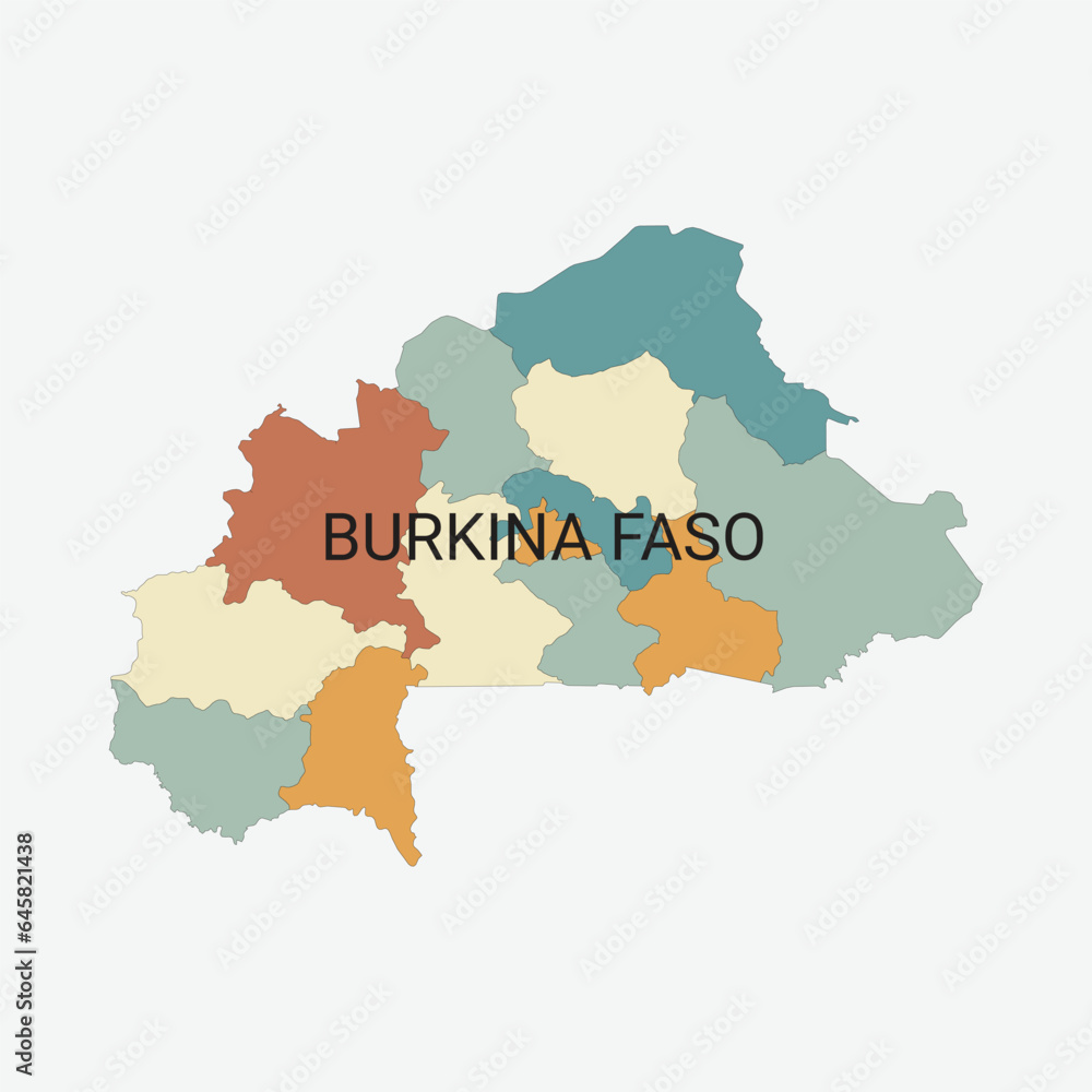 Fototapeta premium Burkina Faso vector map with administrative divisions