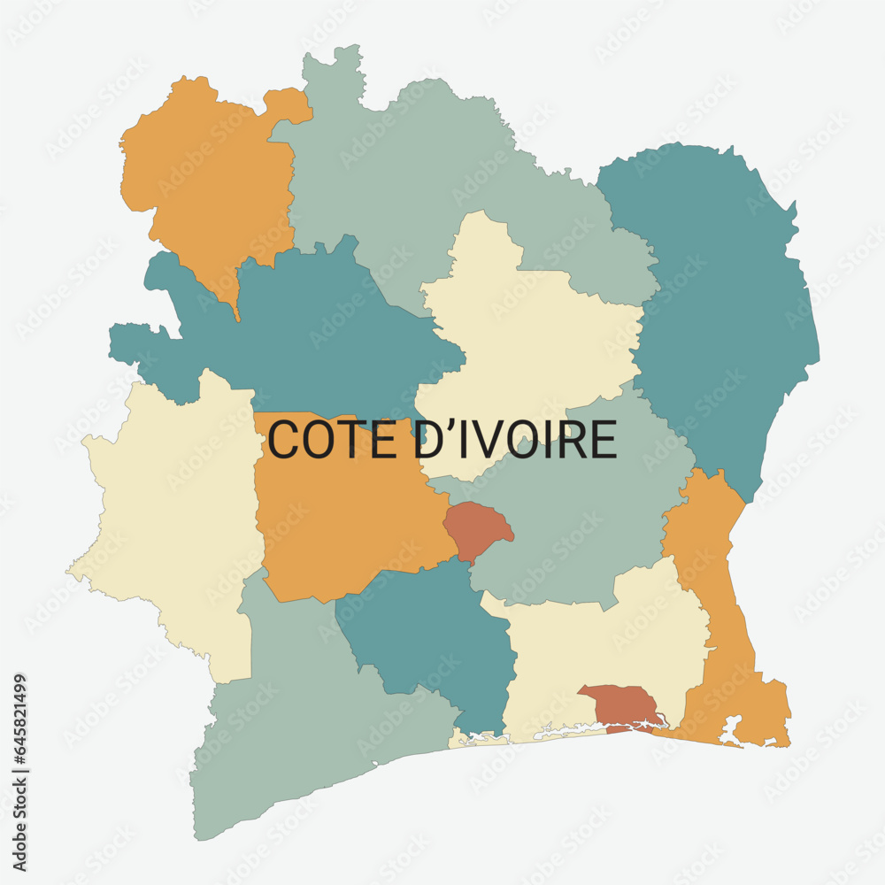Obraz premium Ivory Coast vector map with administrative divisions