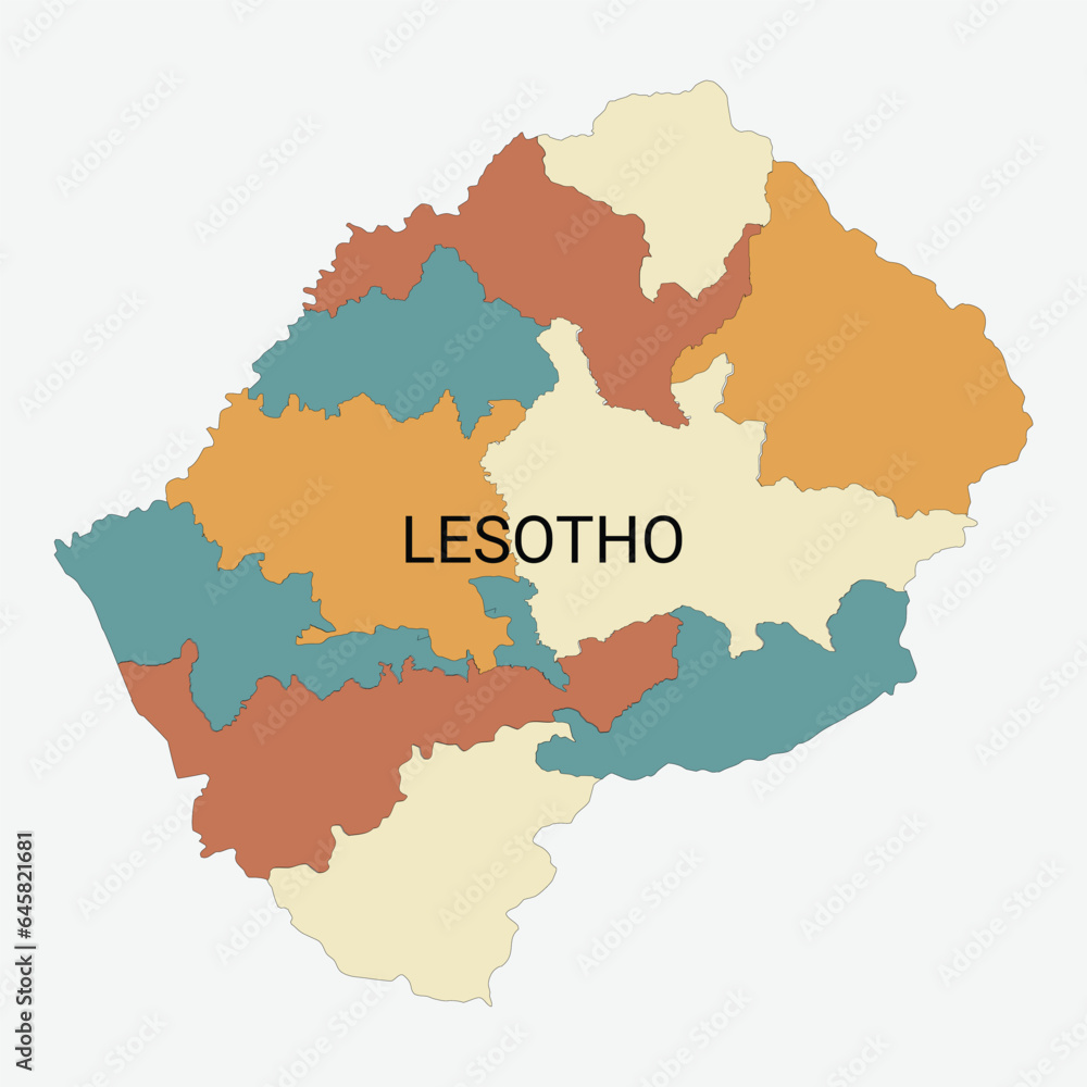 Lesotho vector map with administrative divisions