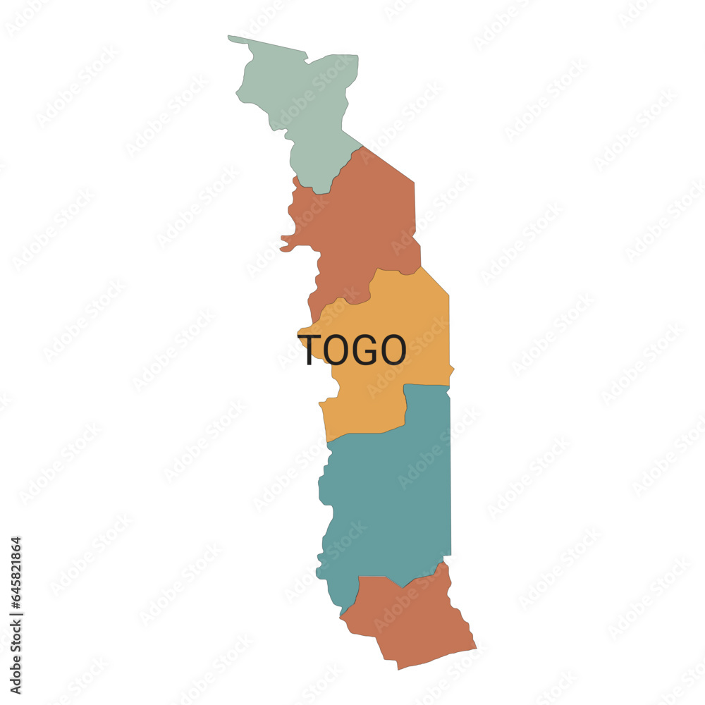 Togo vector map with administrative divisions