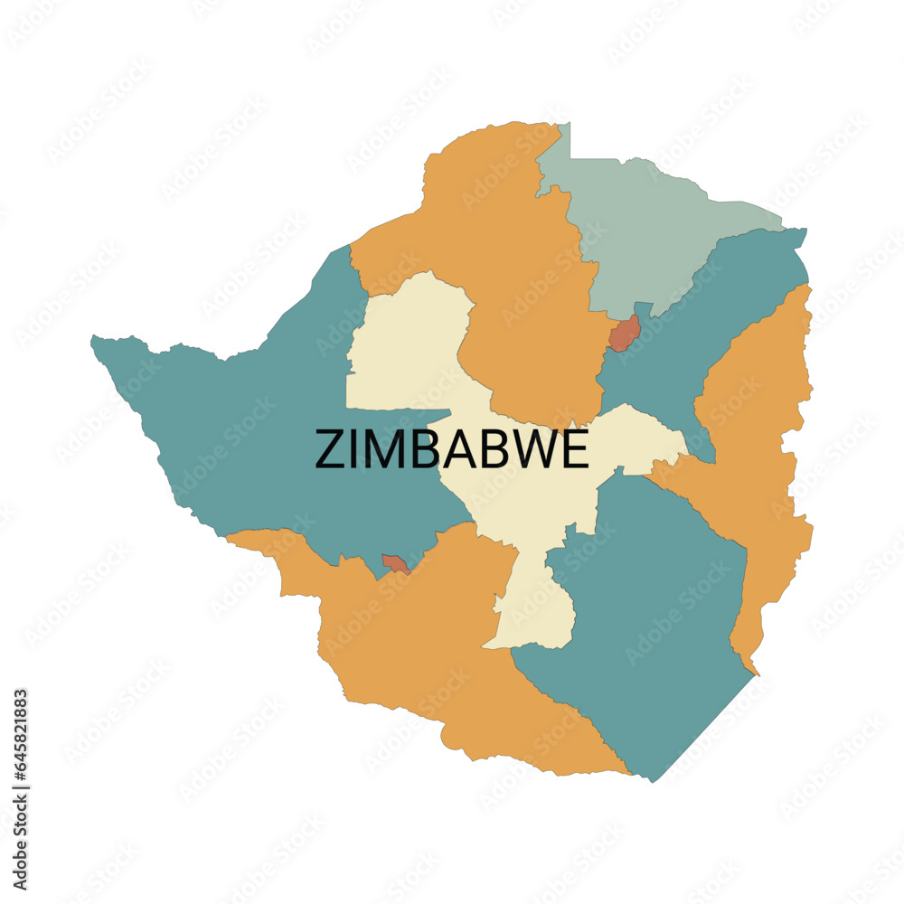 Zimbabwe vector map with administrative divisions