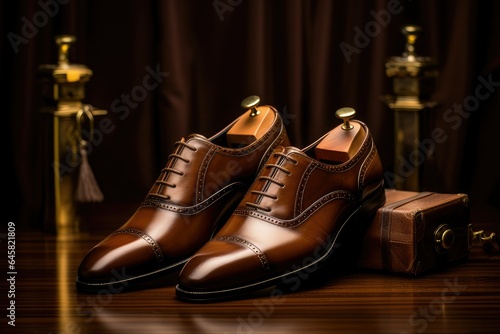 Brown Elegance An Exquisite Close-up of Fine Leather Shoes A Timeless Fashion Statement Celebrating Versatility and Craftsmanship