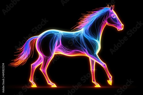 Graphic neon vector of a horse