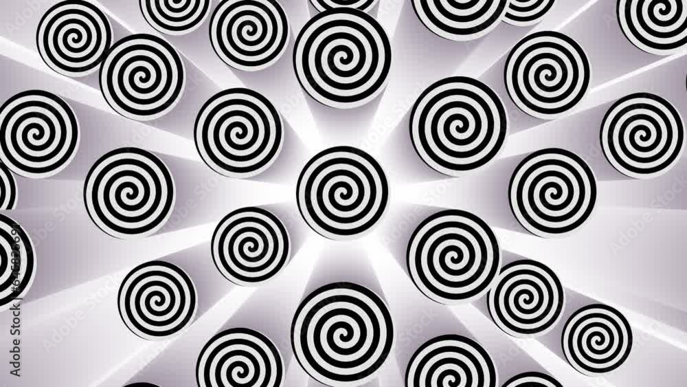Black and white rotating hypnotic spirals loop animation background Black and white rotating hypnotic spirals loop animation background