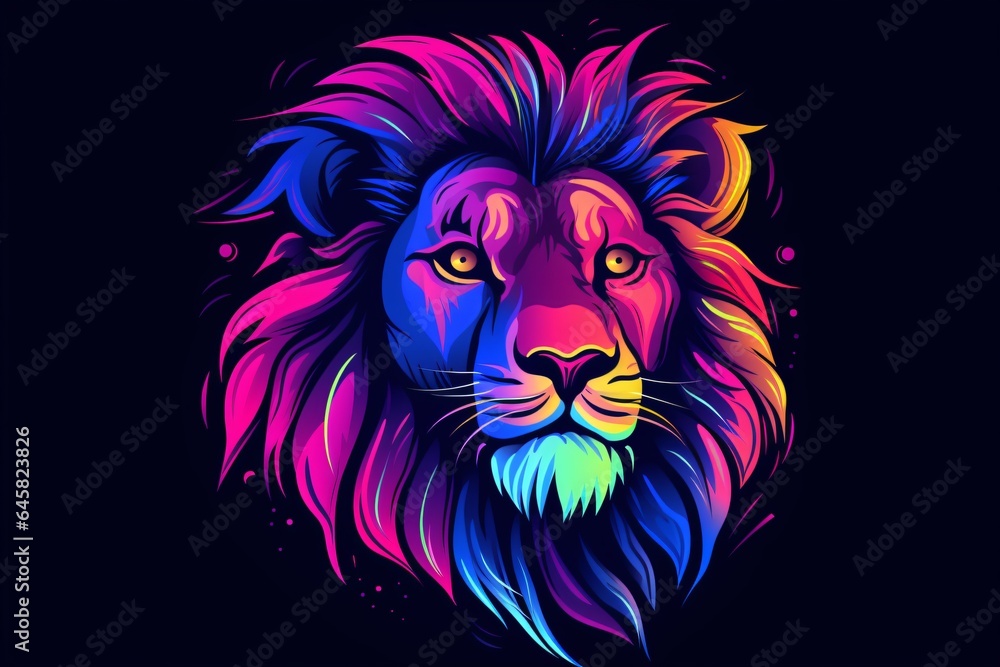 Neon tattoo of a lion face Neon tattoo of a lion face