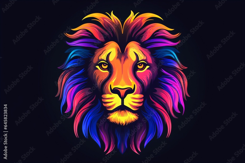 Neon tattoo of a lion face