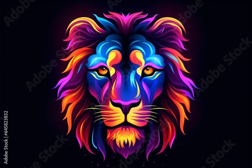 Neon tattoo of a lion face