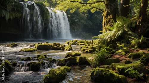 one faces the waterfall with a bright view