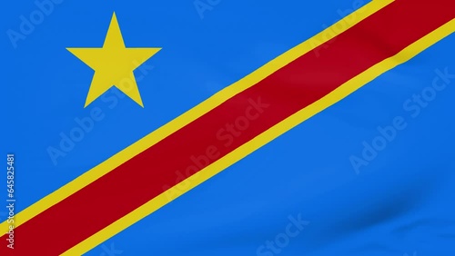 Democratic Republic of the Congo flag waving in wind