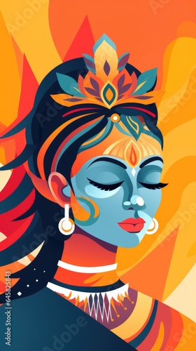 Goddess Lakshmi abstract art illustration background. Happy Diwali festival of light Indian celebration concept..