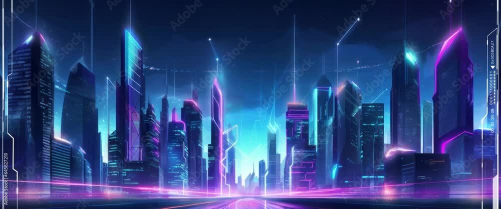 Anamorphic video neon lights of futuristic city. Beautiful blue and green background. Anamorphic video neon lights of futuristic city. Beautiful blue and green background.