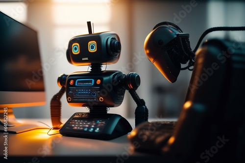 Robot working on a computer