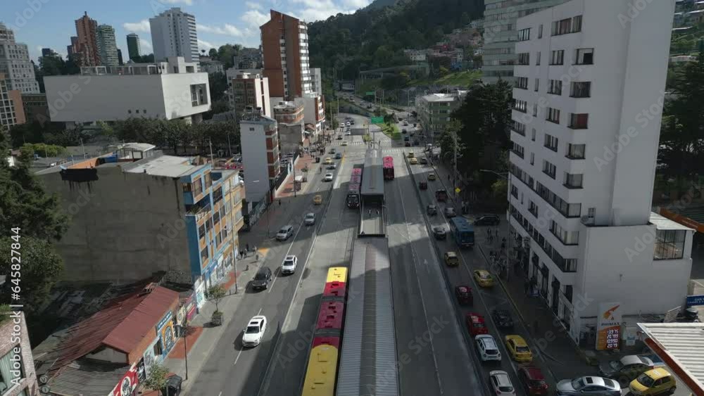 Aerial view of morning traffic in Bogota, Colombia Aerial view of morning traffic in Bogota, Colombia