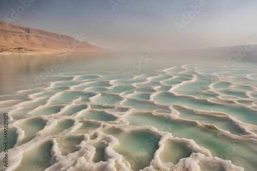 View of Dead Sea in Israel. Generative AI