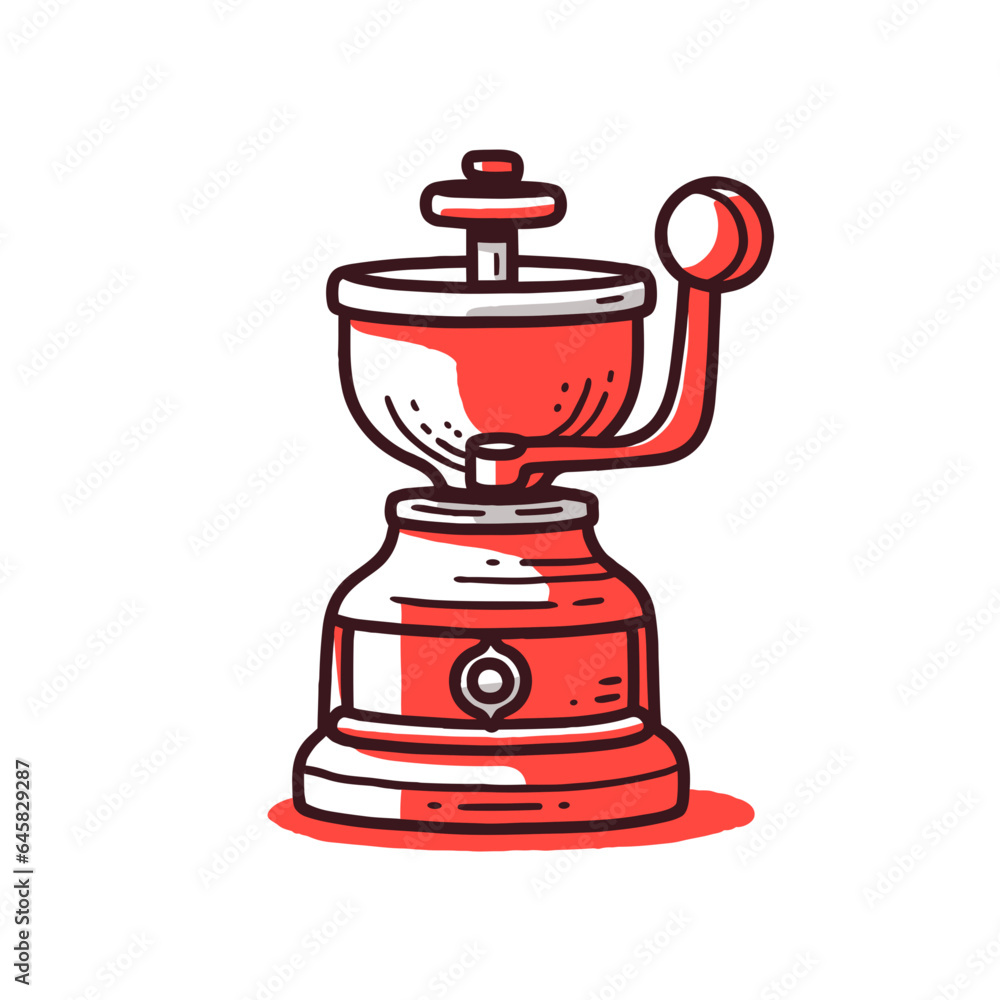 Grinder vector icon in minimalistic, black and red line work, japan web Grinder vector icon in minimalistic, black and red line work, japan web