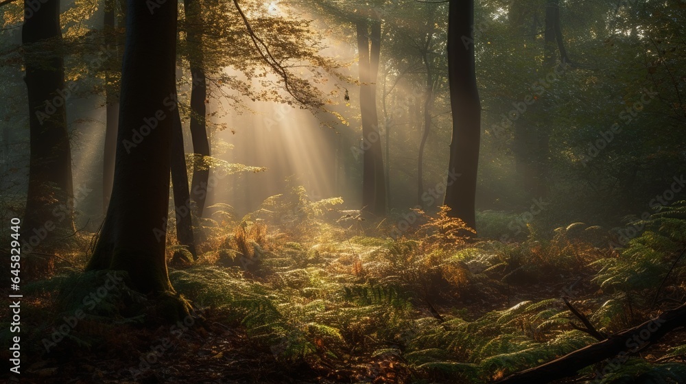 Obraz premium A beautiful landscape with green trees and blue sky