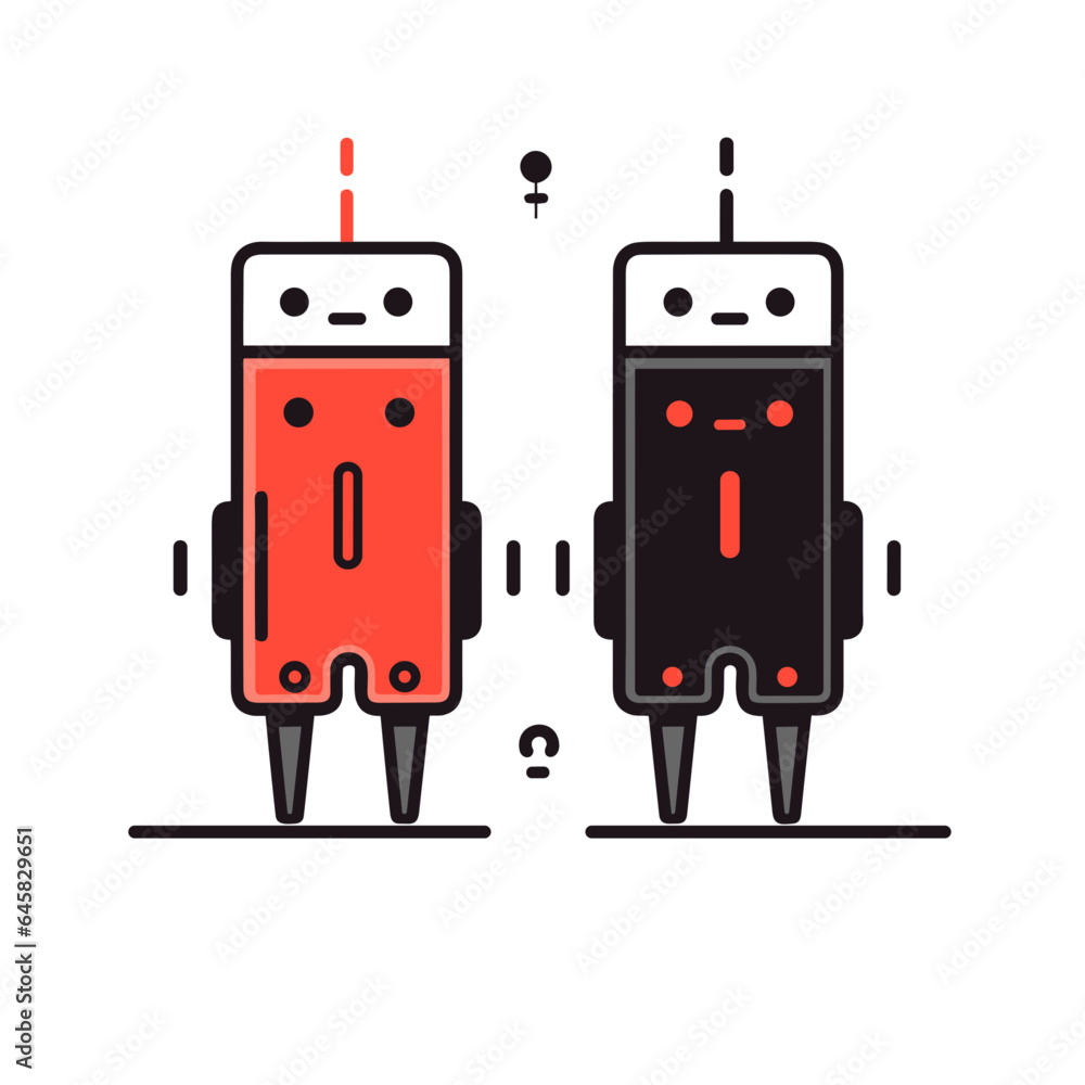 Bipolar junction transistor vector icon in minimalistic, black and red line work, japan web Bipolar junction transistor vector icon in minimalistic, black and red line work, japan web