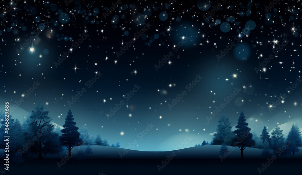 Midnight Magic, Abstract Dark Blue Christmas Festive Background