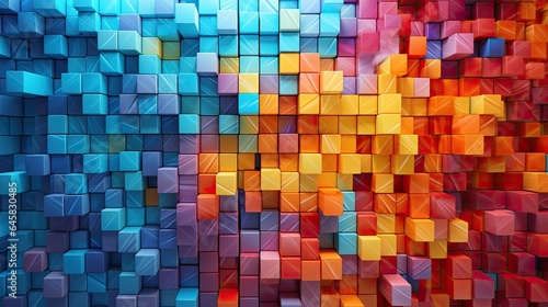 A mosaic of multi-colored cubes arranged in a fascinating pattern.