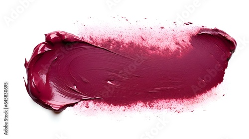 Isolated burgundy Brush Stroke on a white Background. Acrylic Paint Texture with Copy Space 