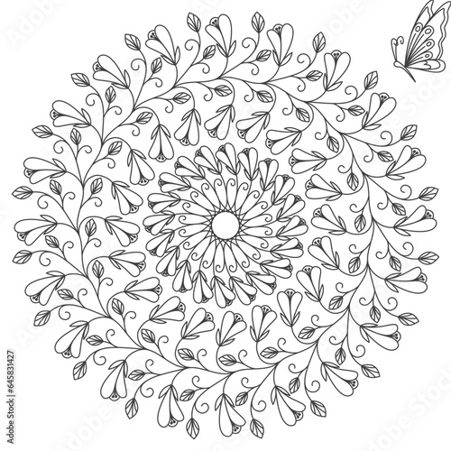 Mandala Ausmalbild mit transparentem Hintergrund 