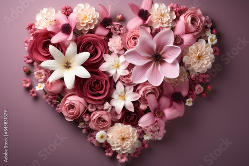  Flowers in heart shape with copy space for valentines womens mothers day © PinkiePie