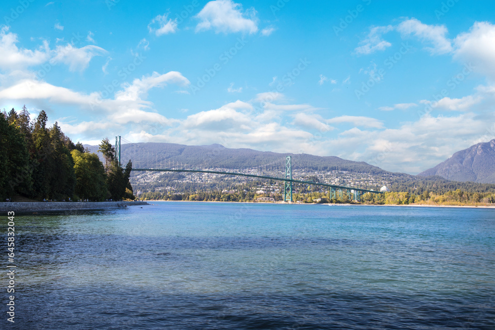 Beautiful view of the Lions Gate Bridge in Vancouver, Canada