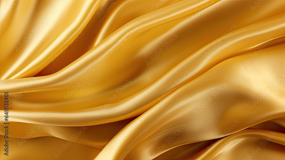 Fototapeta premium Schön drapierter goldener Satin-Stoff.