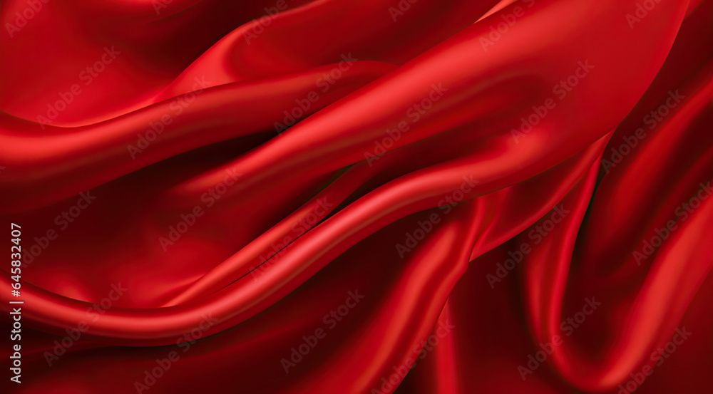 Schön drapierter roter Satin-Stoff.. Schön drapierter roter Satin-Stoff..