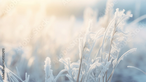 Frostige Gräser an einem kalten sonnigen Wintermorgen. © Fotosphaere