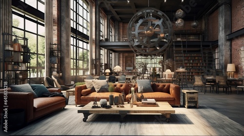 A fusion of vintage and industrial in a loft living area