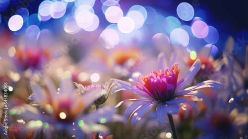 Flower bokeh Explore the intricate details of blooming flowers, with their colorful petals and soft bokeh background. This scene celebrates the beauty of nature and the artistry of bokeh.