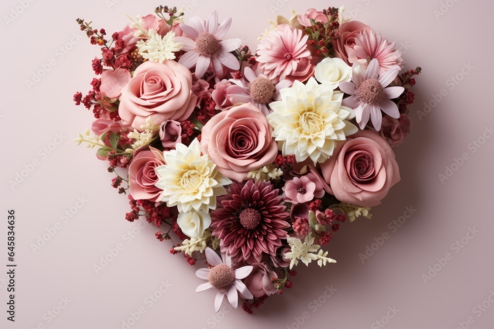 Flowers in heart shape with copy space for valentines womens mothers day Flowers in heart shape with copy space for valentines womens mothers day