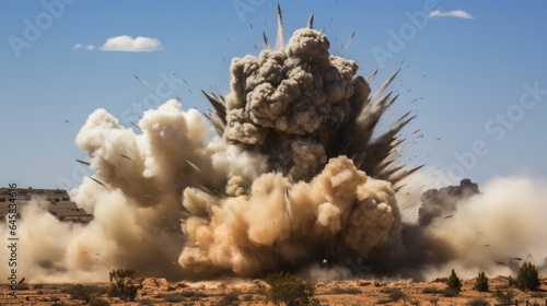 A plume of smoke shoots into the air as an explosive device obliterates a target with precision.