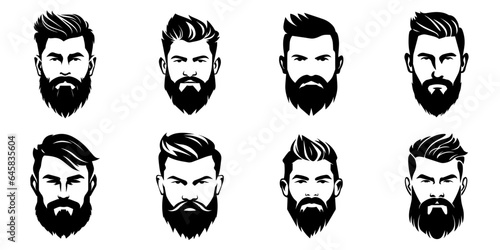 Tablou canvas Man face portrait with full beard and mustache