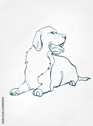 Golden Retriever dog breed animal vector line art one line sketch outline