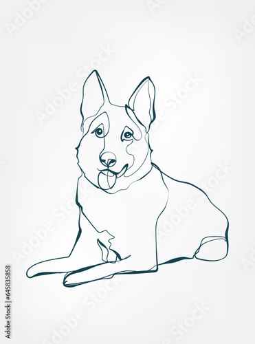 German Shepards dog breed animal vector line art one line sketch outline