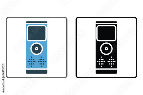 Dictaphone Icon. Icon related to Communication. Suitable for web site design, app, user interfaces. Solid icon style. Simple vector design editable