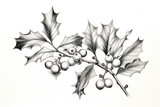 Vintage style illustration of a christmas festive holly branch