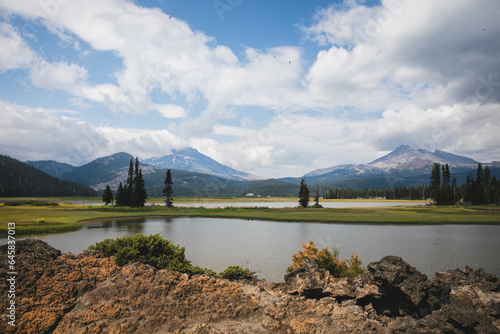 Looking Out at the View of Sparks Lake from Ray Atkeson Trailhead in Deschutes National Forest on a Beautifully Cloudy Day in Oregon