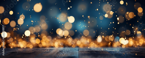 Shimmering Festive Glow, Dark Azure and Gold Christmas Lights
