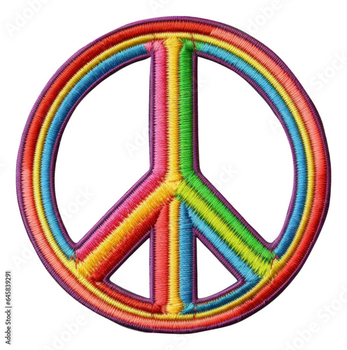 Peace sign flag embroidery patch isolated. photo