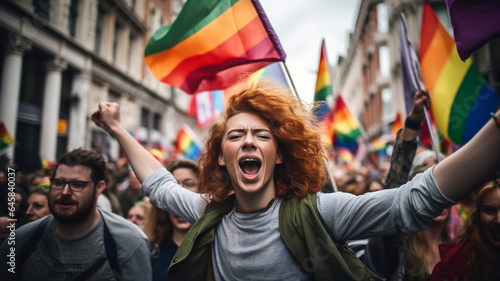 LGBTQ protestors in city streets, concept of acceptance and love  © Artofinnovation