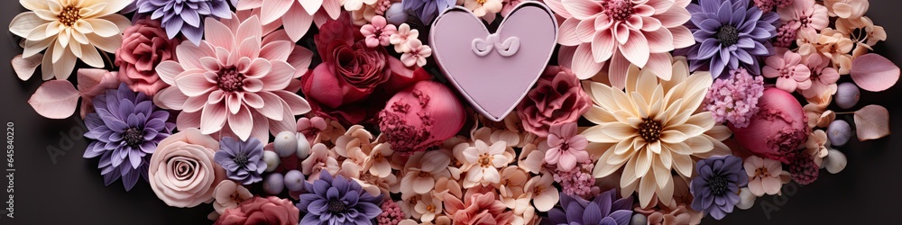 pink heart on flowers background pink heart on flowers background