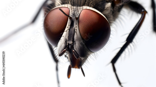 house fly head macro close-up, isolated on white background, copy space © Sunshine Design