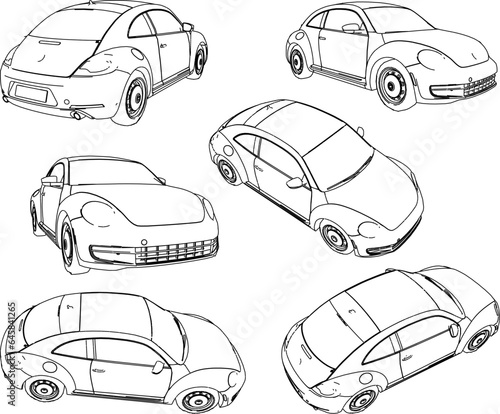 Vector sketch of expensive vintage old classic car design illustration for collection and exhibition