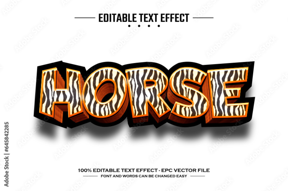 Horse 3D editable text effect template