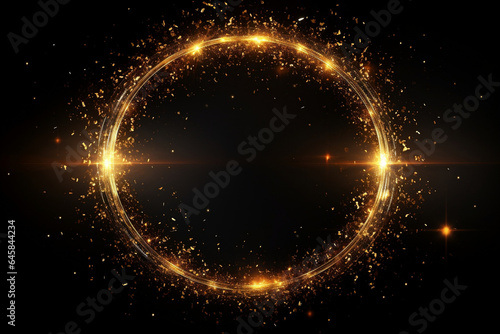 Gilded Cosmic Celebration, Glittering Fireworks Fractal Illuminating the Night