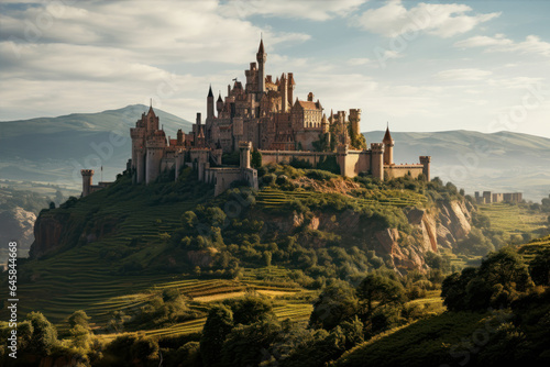 medieval castle  sunny landscape